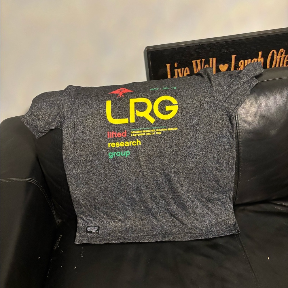LRG Charcoal Tee with Vibrant Logo